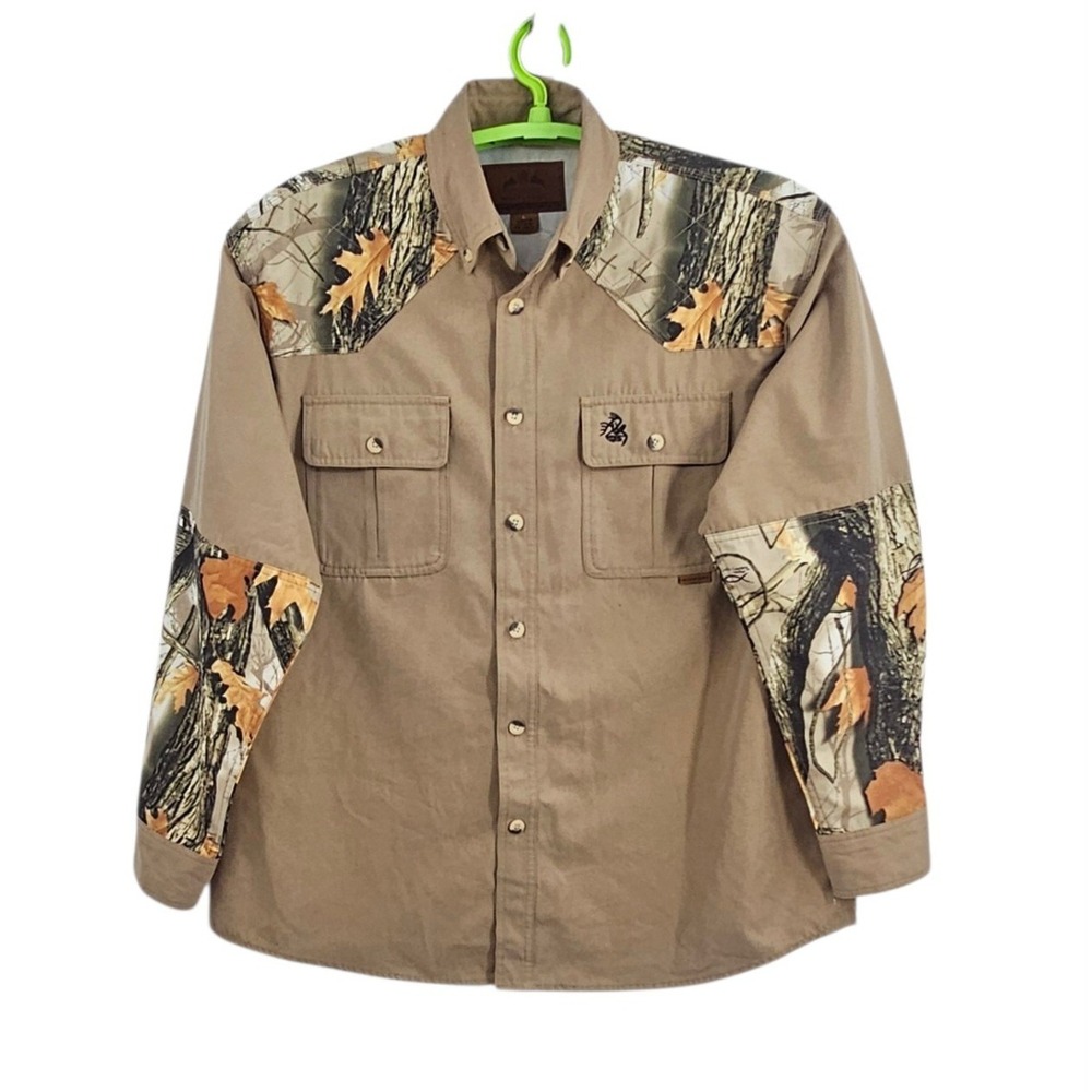 Legendary Whitetails Men's Large Camo Accented Long Sleeve Button-Up Shirt